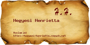 Hegyesi Henrietta névjegykártya